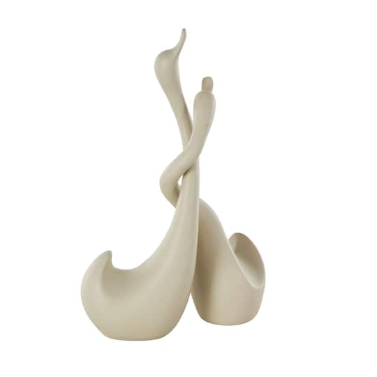 Beige Ceramic Swan Intertwined Decorative Sculpture Set